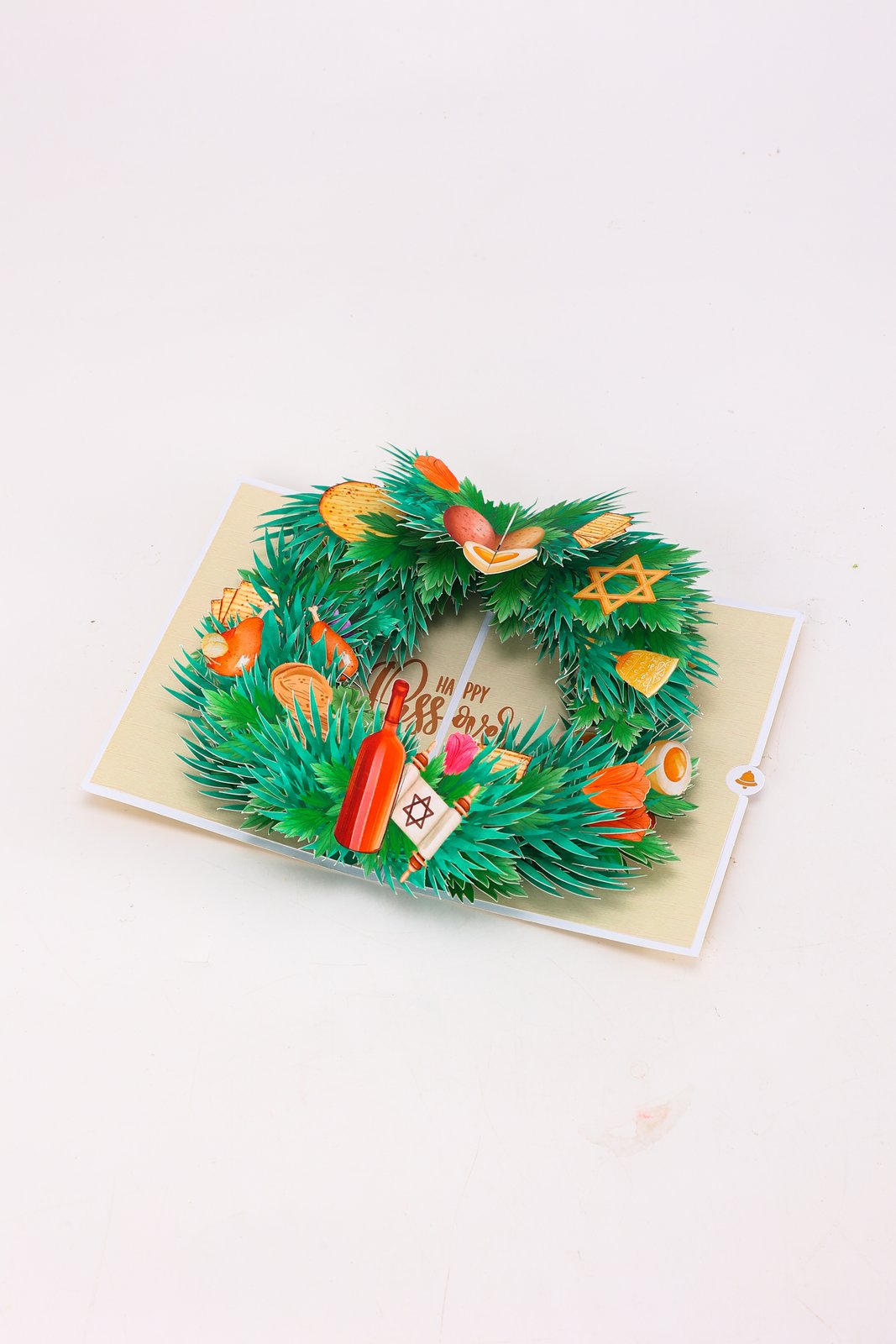 Israel Passover Floral Wreath Pop Up Card