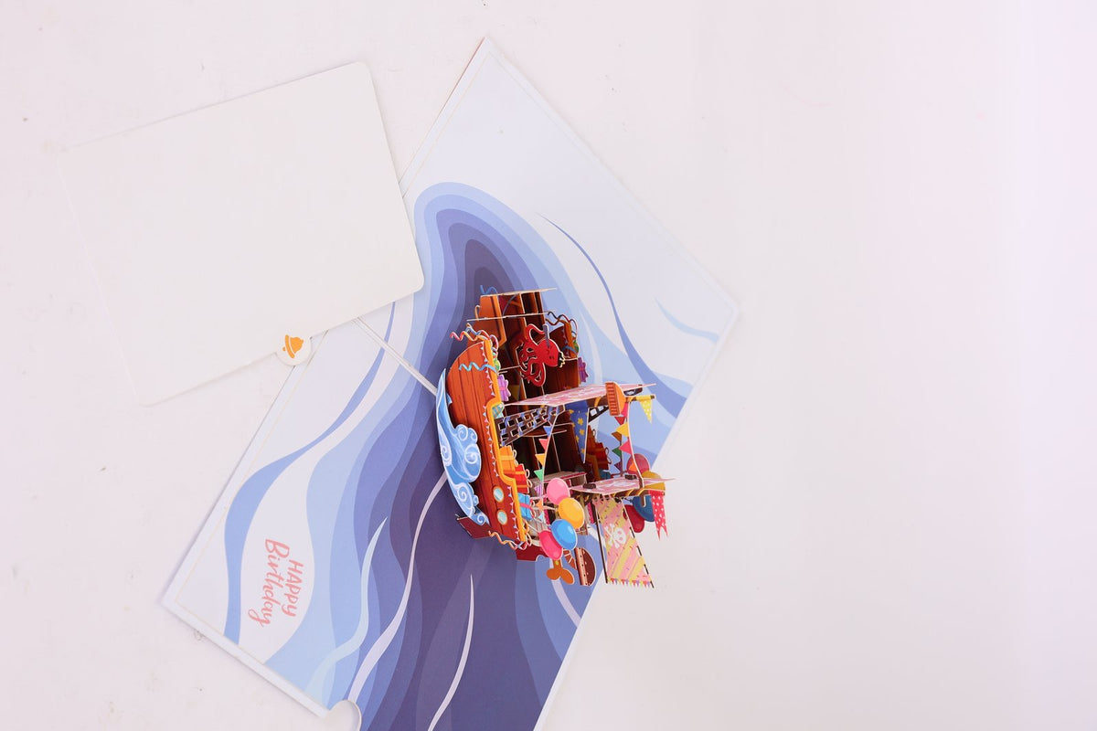 Cartoon Pirate Ship 3D Pop Up Card