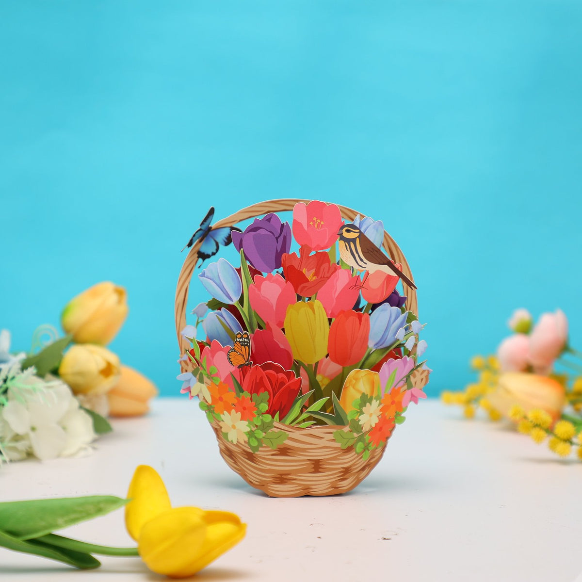 Tulip Mini Flower Basket Greeting Card
