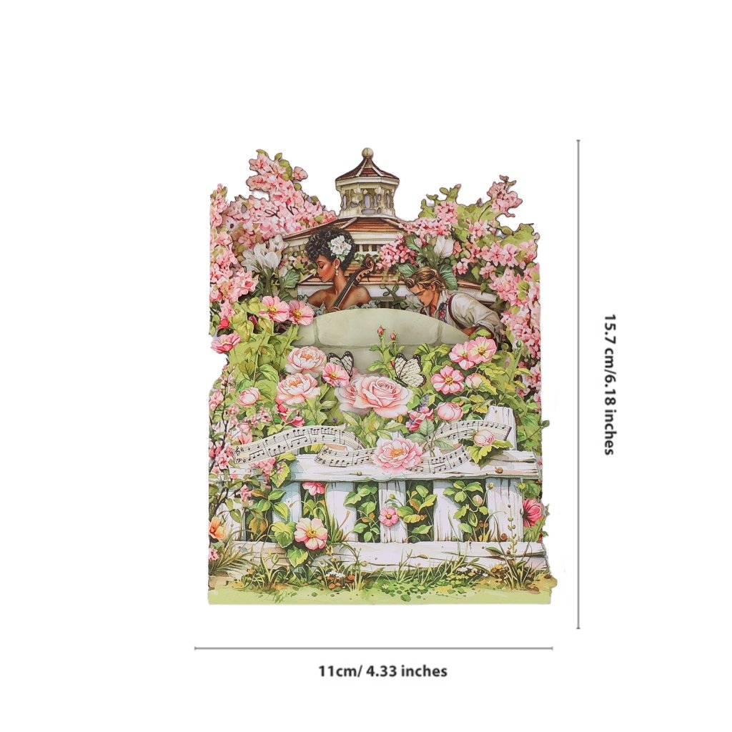 Vintage Music Garden Double Door Card