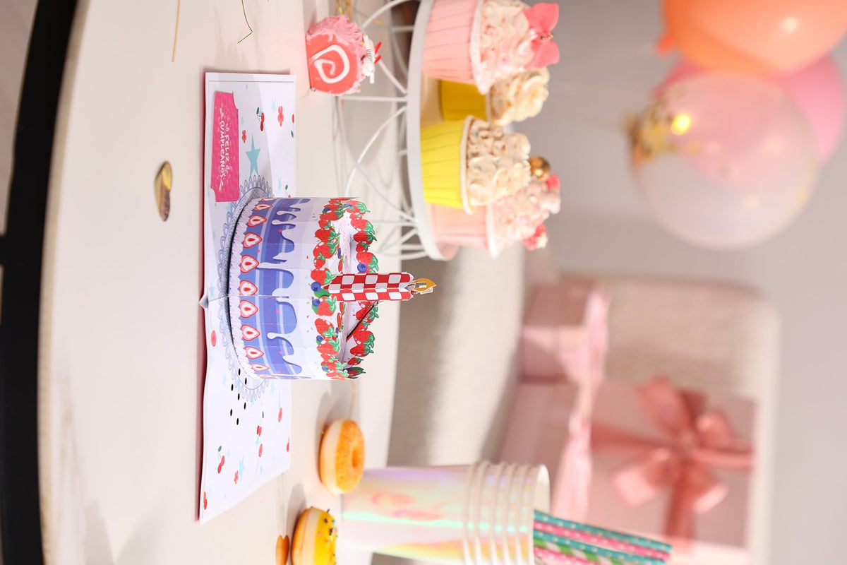 Strawberry Birthday Cake Music 3D Pop Up Card
