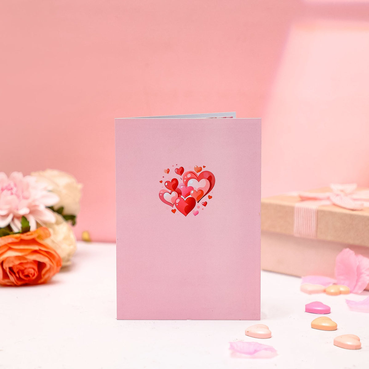 Pink Rose Heart 3D Pop Up Card
