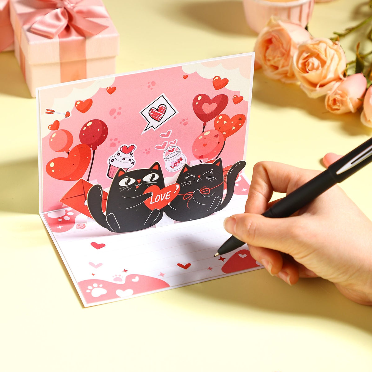 90° Cat Love Greeting Card