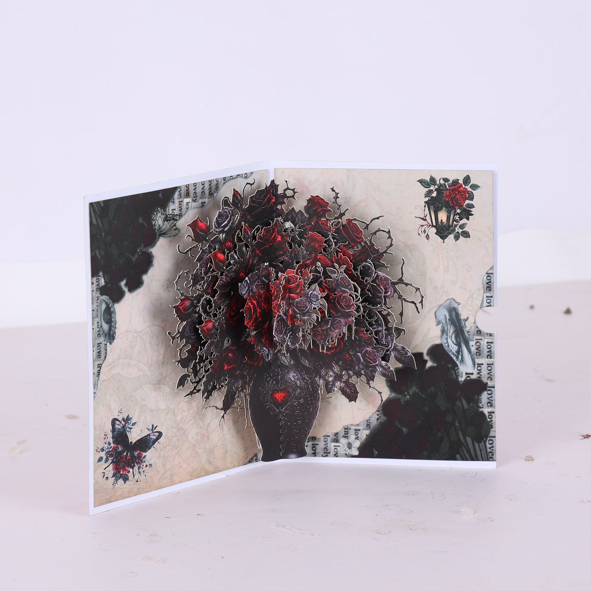 Gothic Red Rose Vase Greeting Card