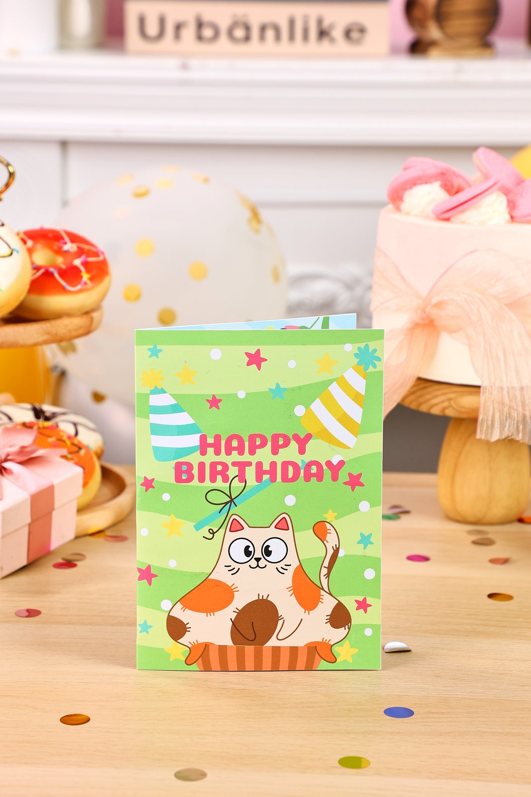 Gardening Cat Music Birthday Greeting Card