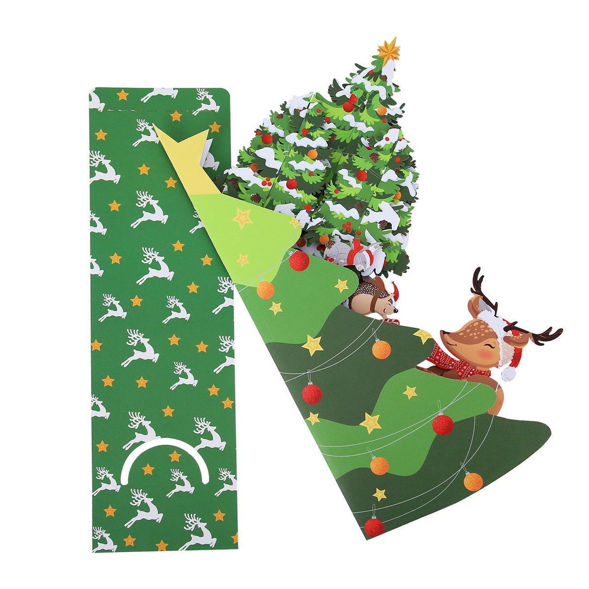 Green Christmas Tree Flip Pop Up Card