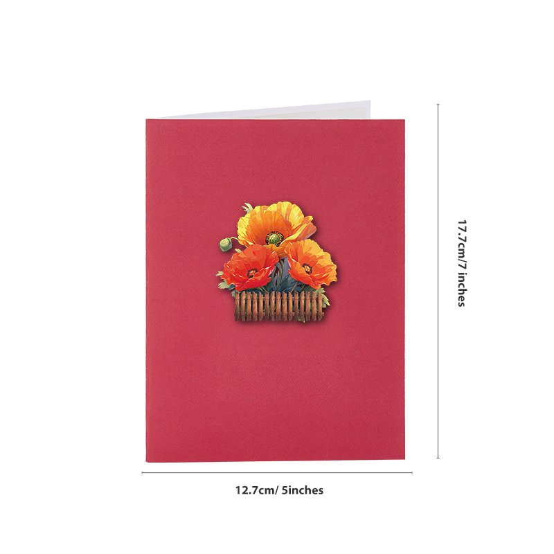 Poppy Flower Basket Greeting Card