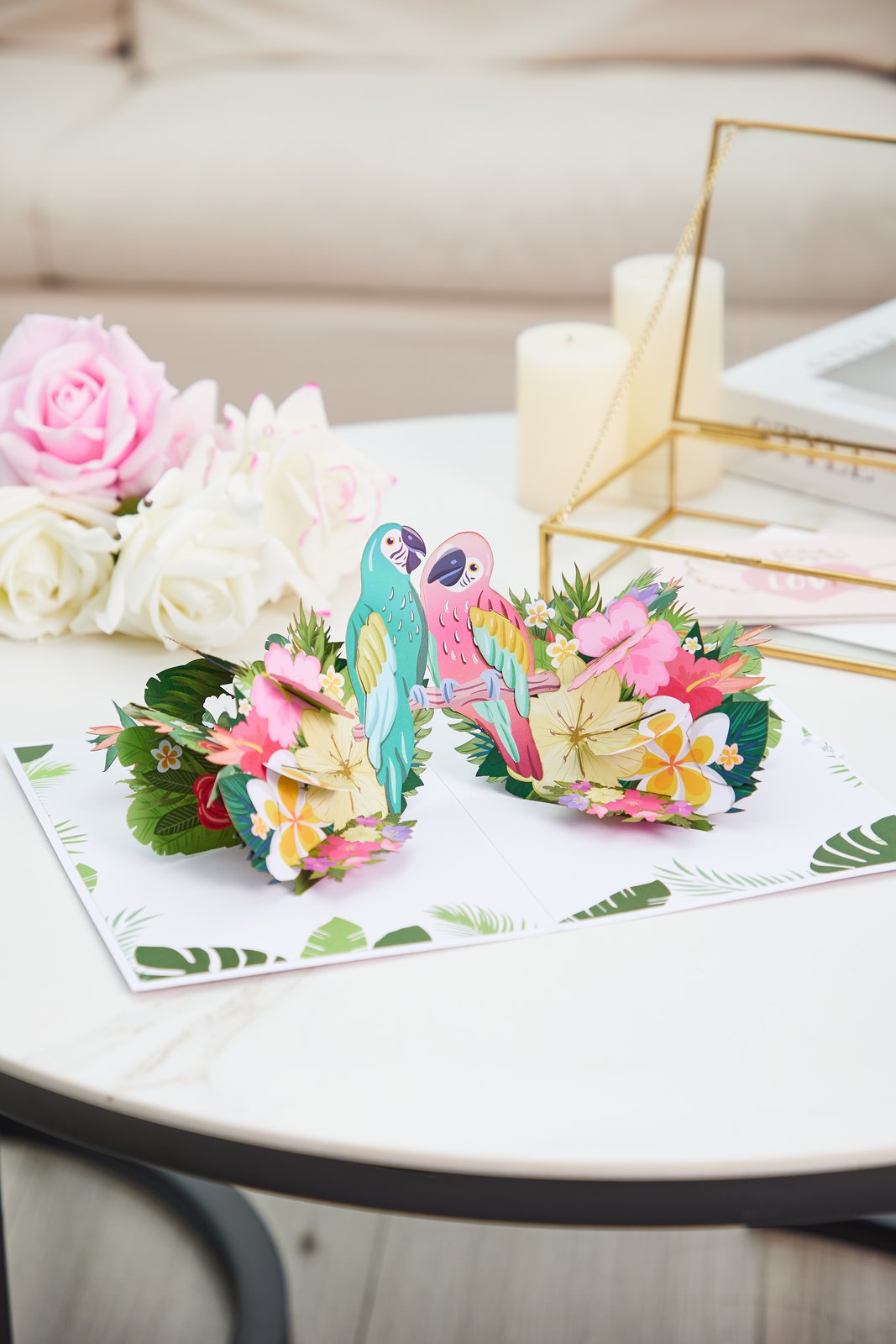 Lovebirds Fresh Flowers Greeting Card