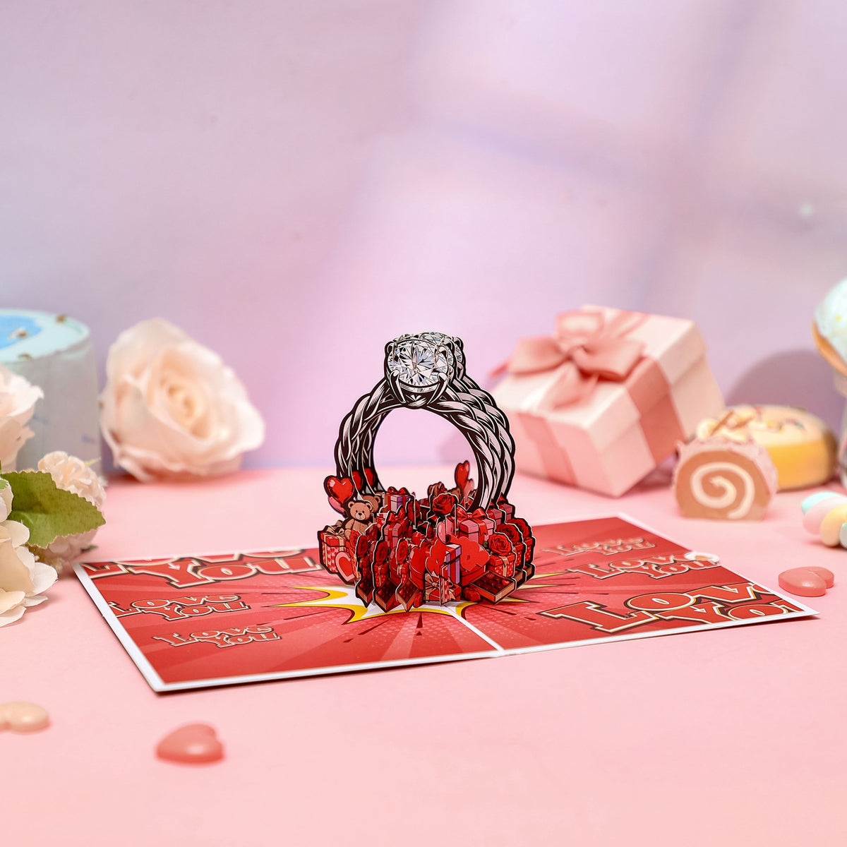 Valentine's Day Diamond Ring Gift Pop Up Card
