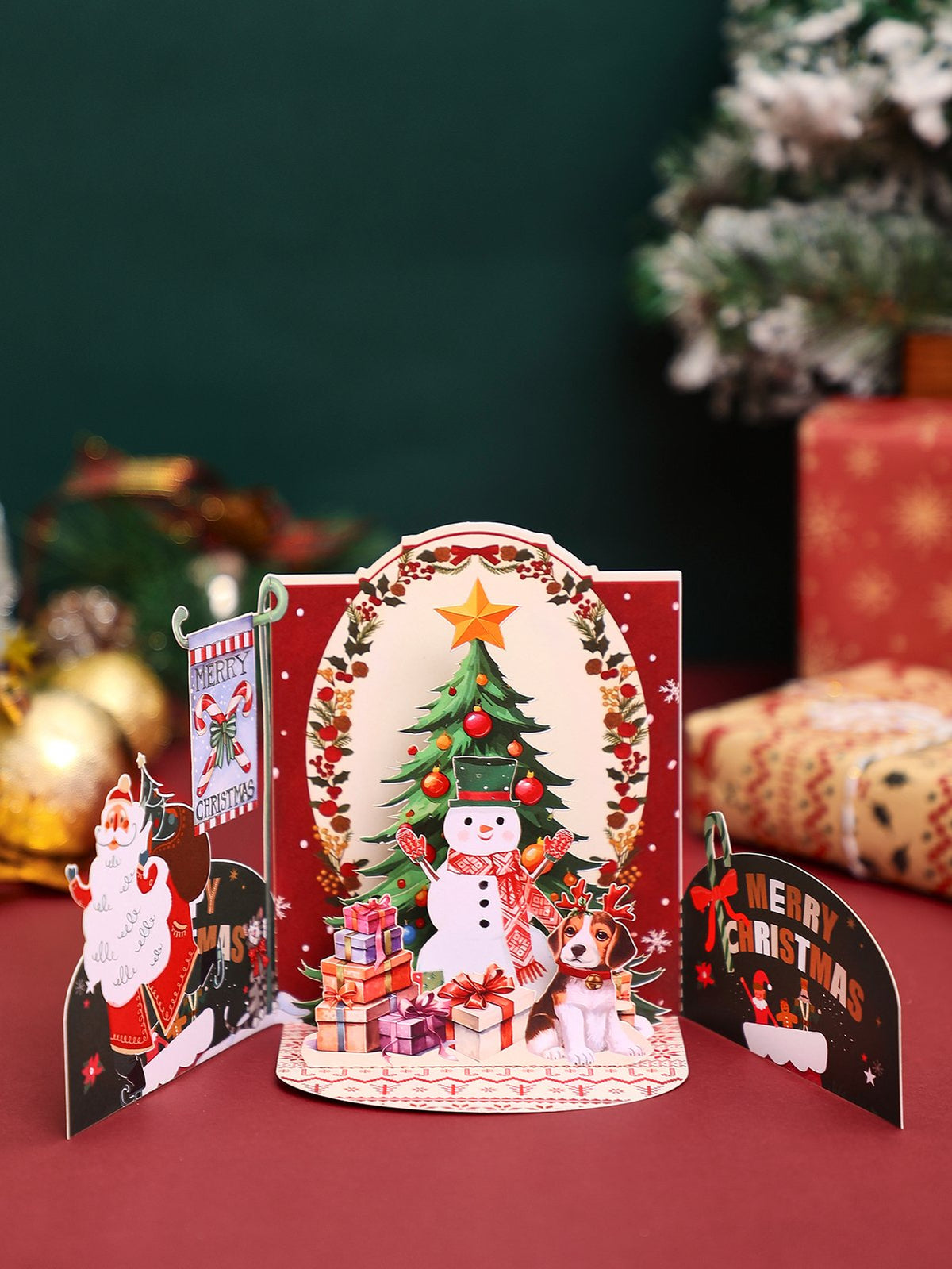 Christmas Snowman Christmas Tree Arch 3D Pop Up Card