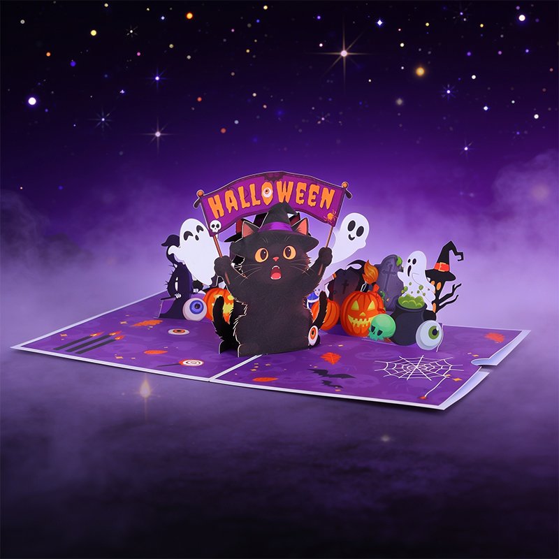 Black Cat Halloween Greeting Card