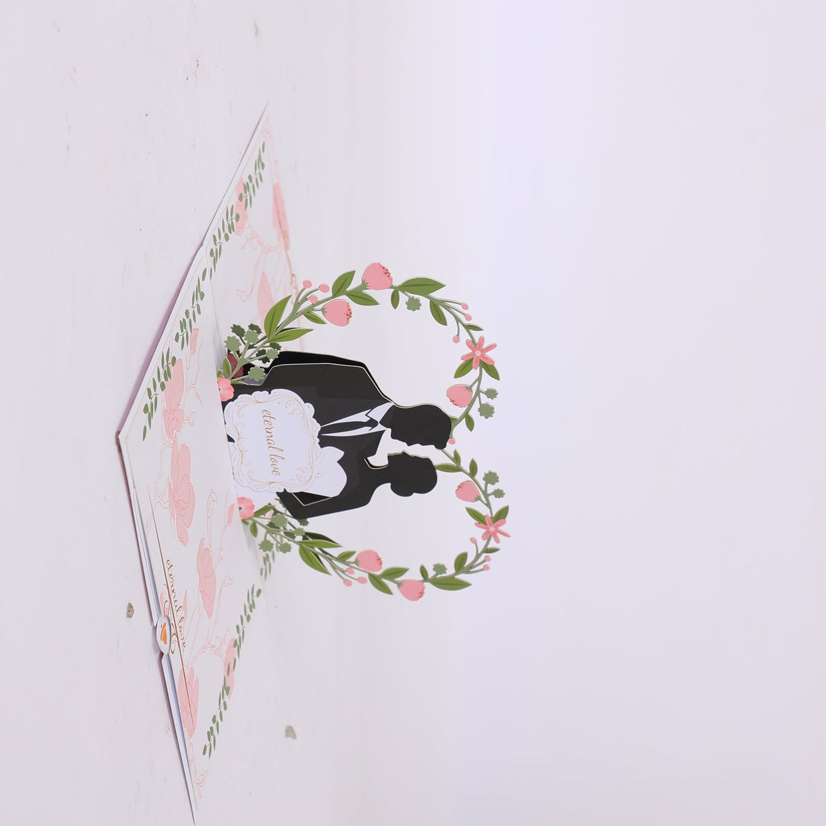 Floral Wreath Wedding Silhouette 3D Pop Up Card