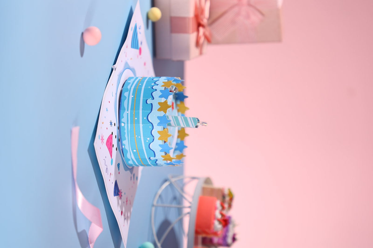 Blue Birthday Cake Music Greeting Card
