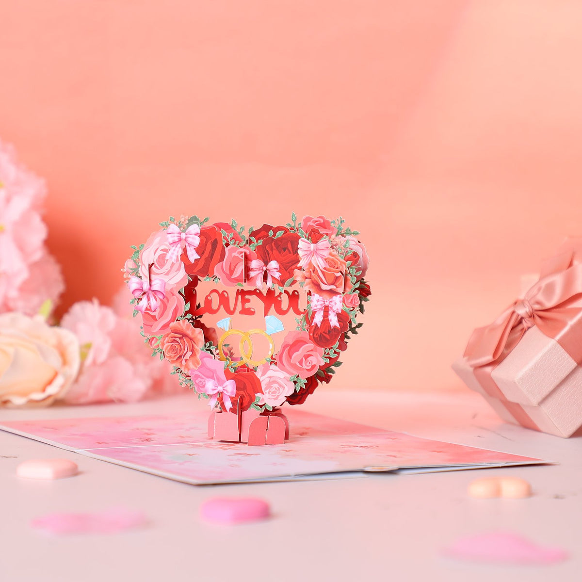 Rose Heart Love 3D Pop Up Card