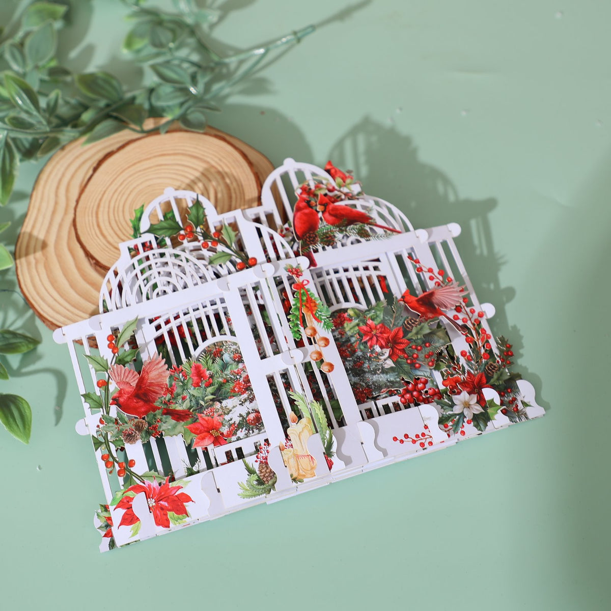 White Flower Arch Christmas Greeting Card