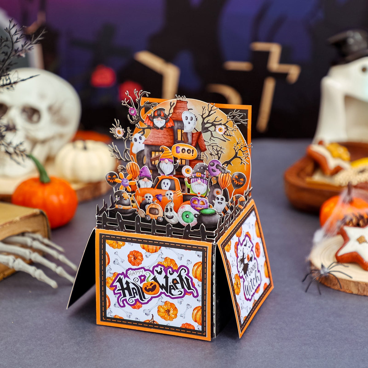 Halloween Gnome Box Orange Card