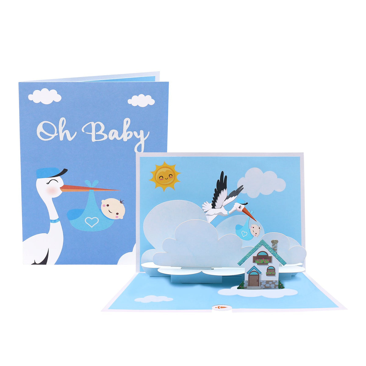 Stork Baby Announcement 3D Pop Up Card