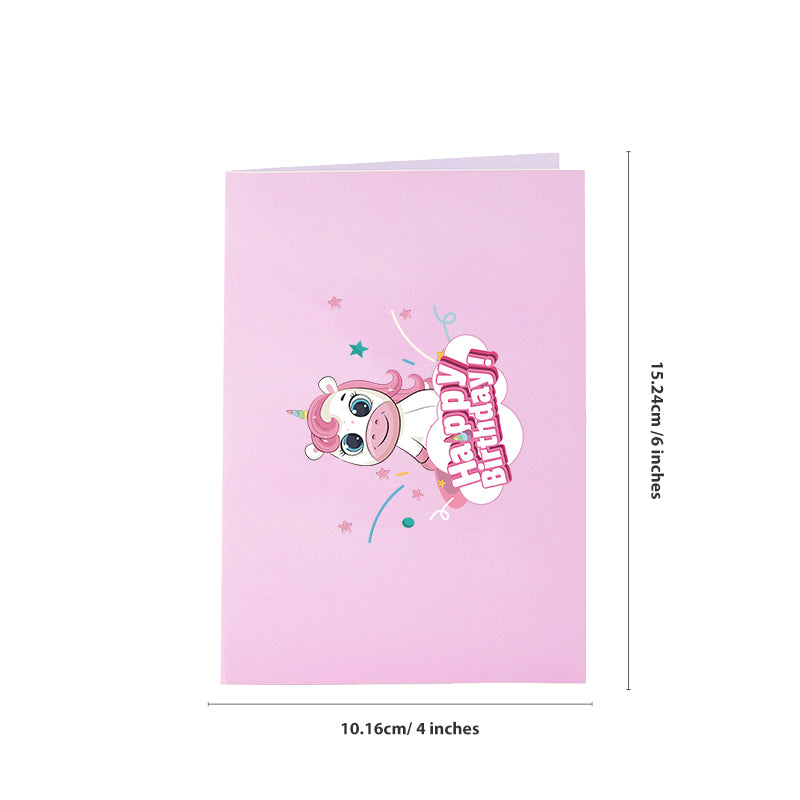 Wholesale Price Cute Unicorn 3D Pop-Up Greeting Card Magical Birthday Gift for Kids