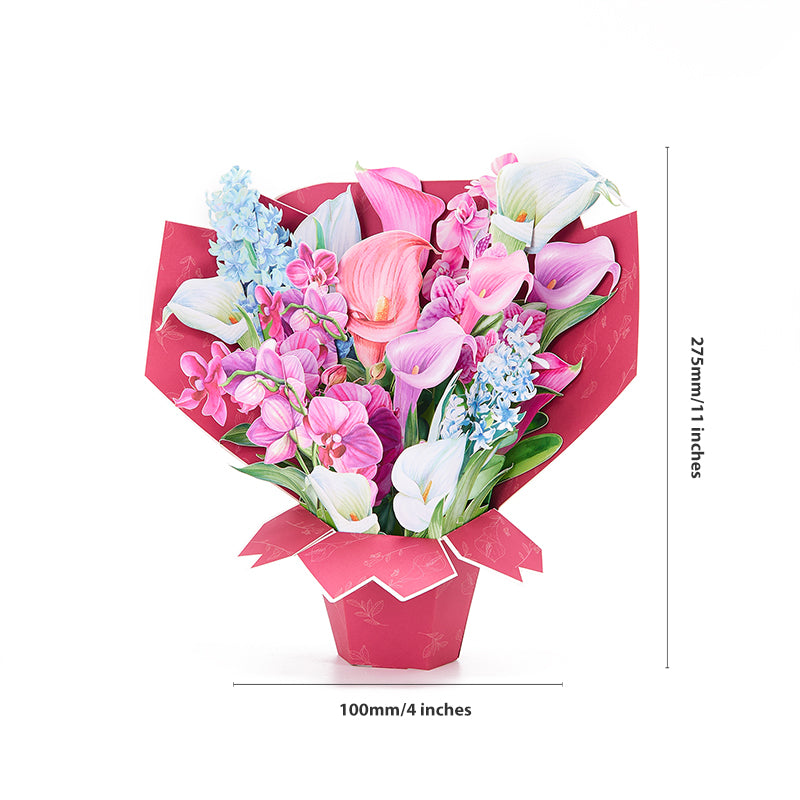 Wholesale Competitive Price Orchid 3D Pop-up Card Life-sized Pop-up Flower Bouquet