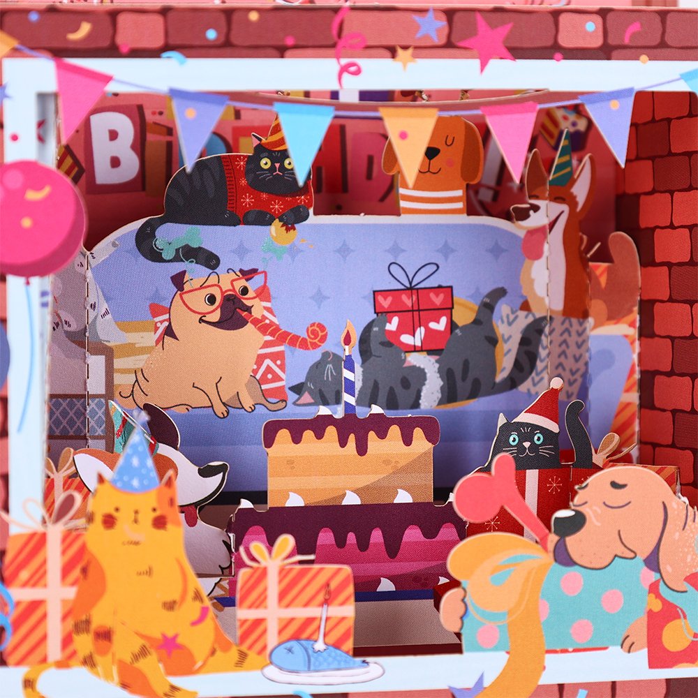 Beloved Pet Birthday Party 3D Pop Up Card