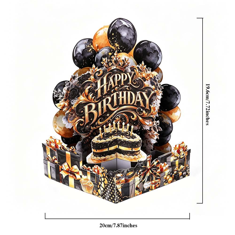 Black Gold Birthday 3D Pop Up Card