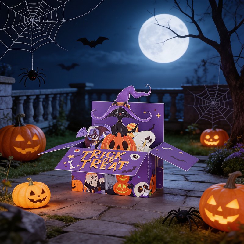 Halloween Cat Box Greeting Card