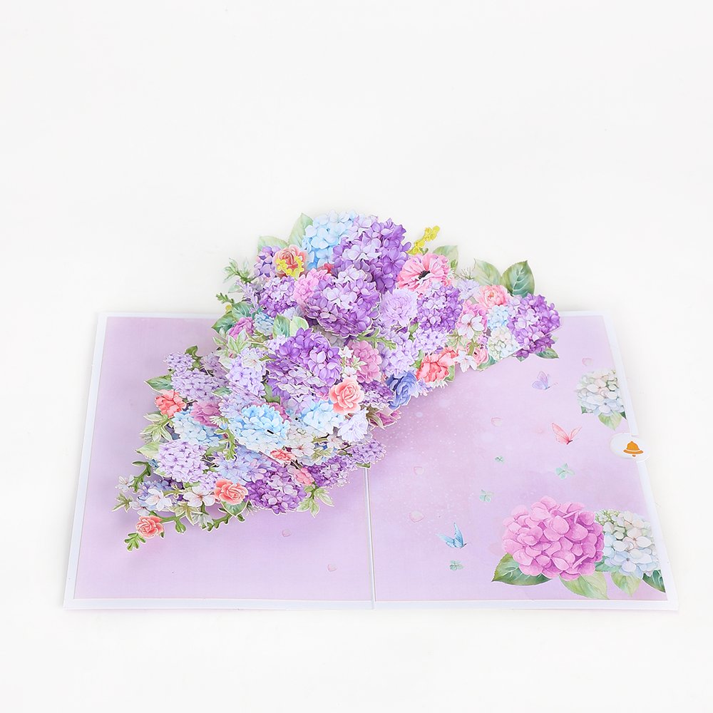 Purple Flower Bouquet Flip Pop Up Card