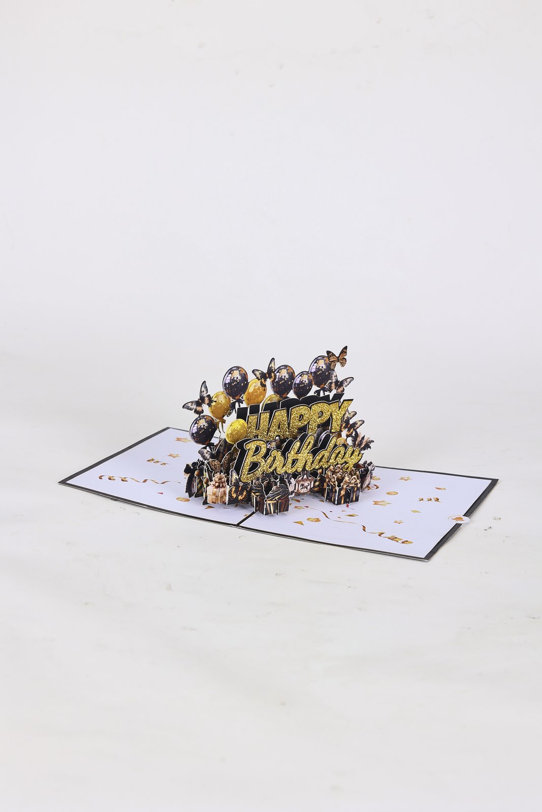 Black Gold Teddy Bear Birthday Greeting Card