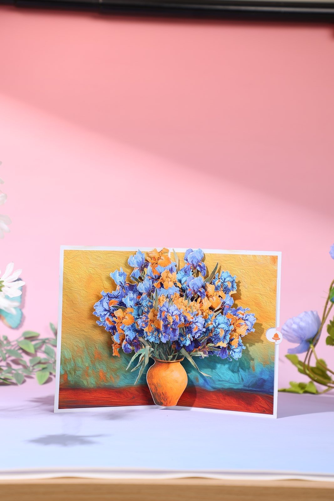 Blue Flower Bouquet Flip Pop Up Card