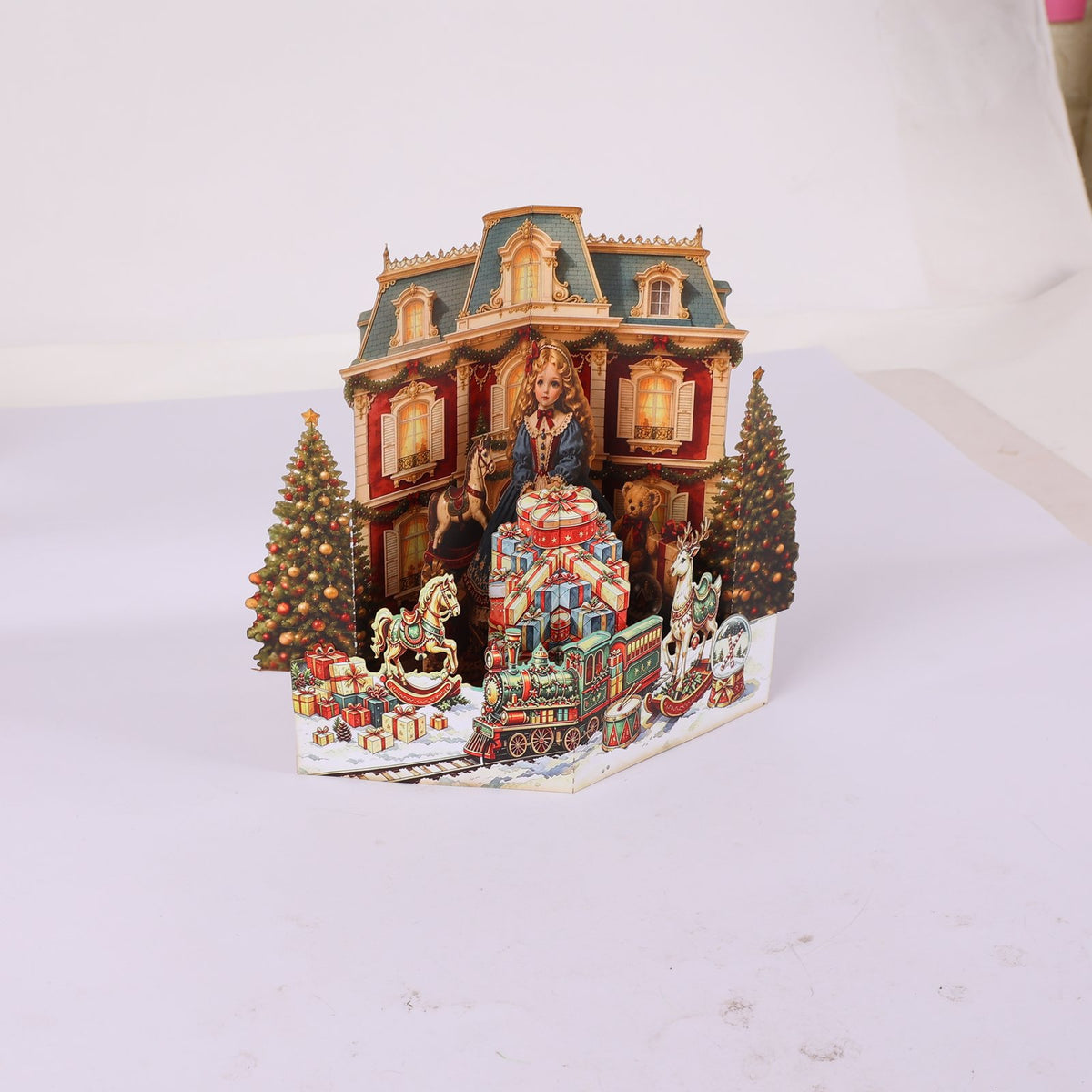 Christmas Vintage Amusement Park Ornament Greeting Card