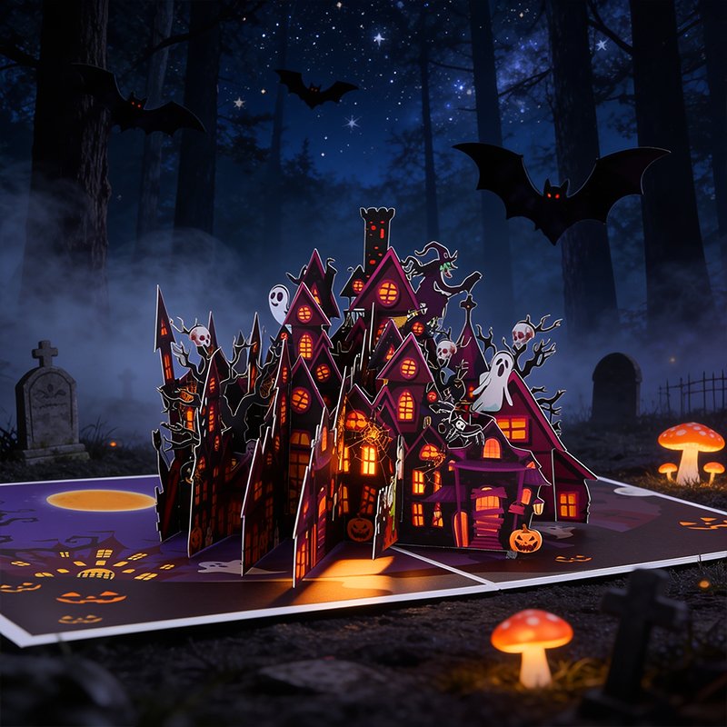 Halloween Haunted House Greeting Card
