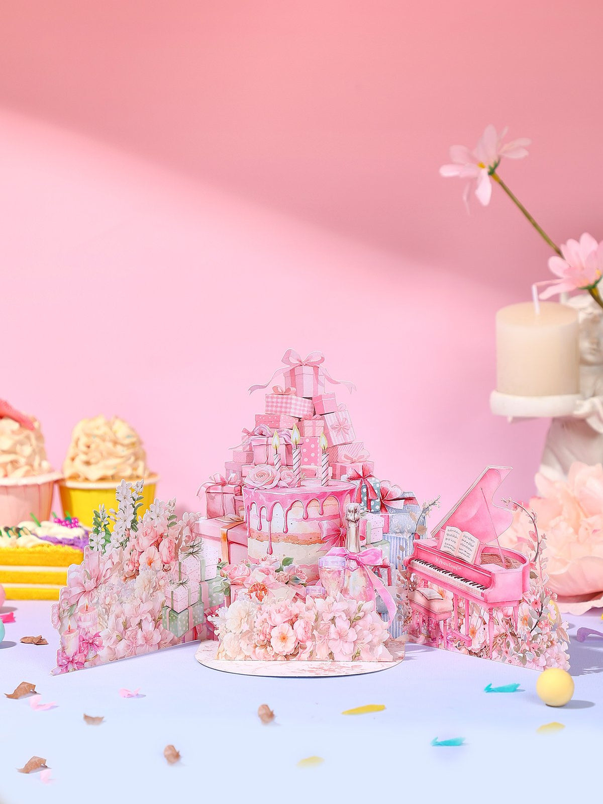 Pink Piano 3D Pop Up Card