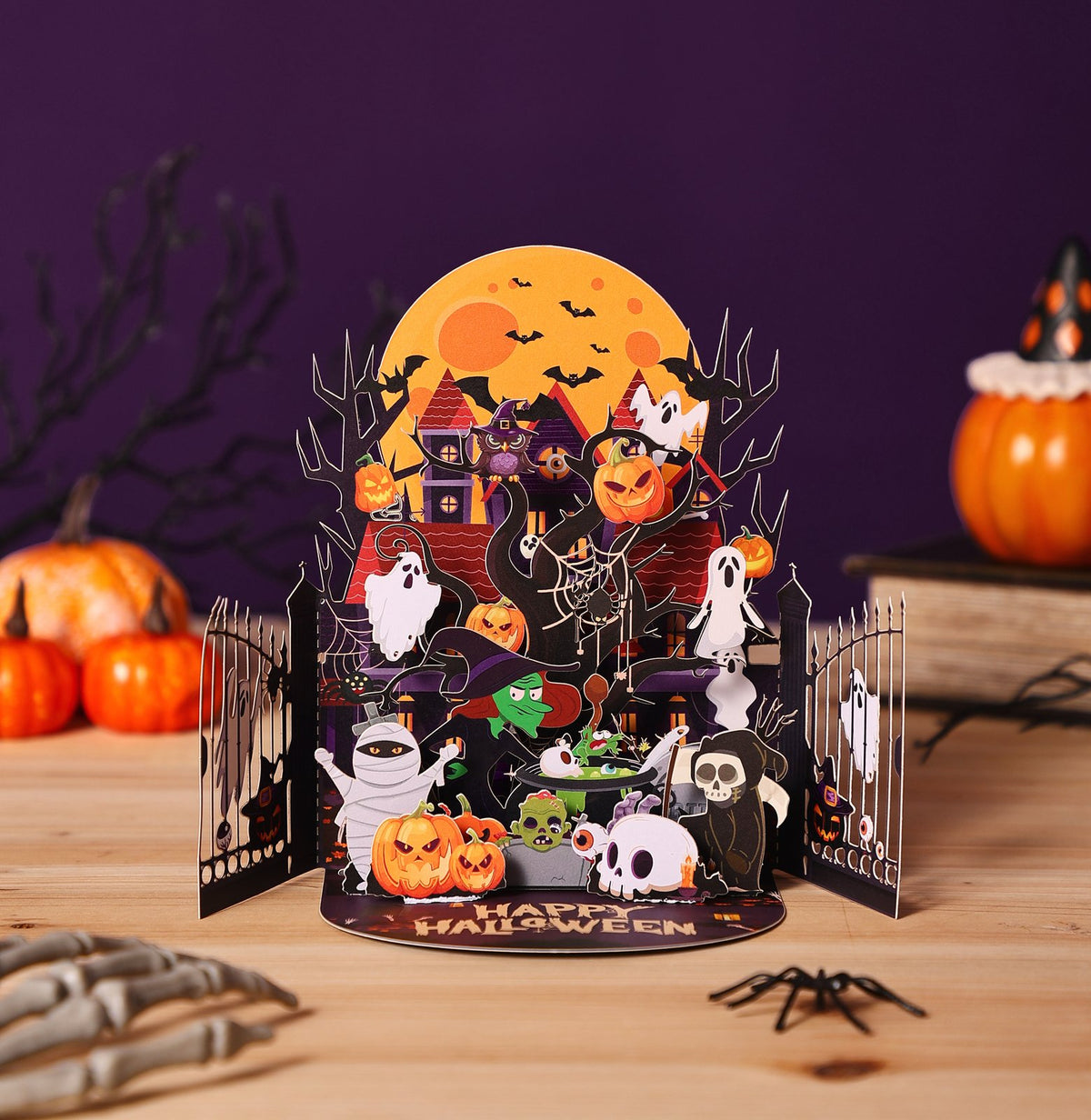Double Door Halloween Haunted House Greeting Card