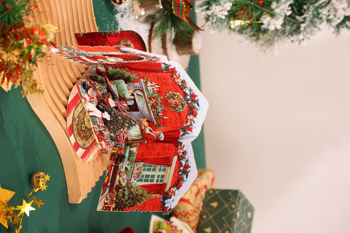 Christmas Fireplace Puppy 3D Pop Up Card