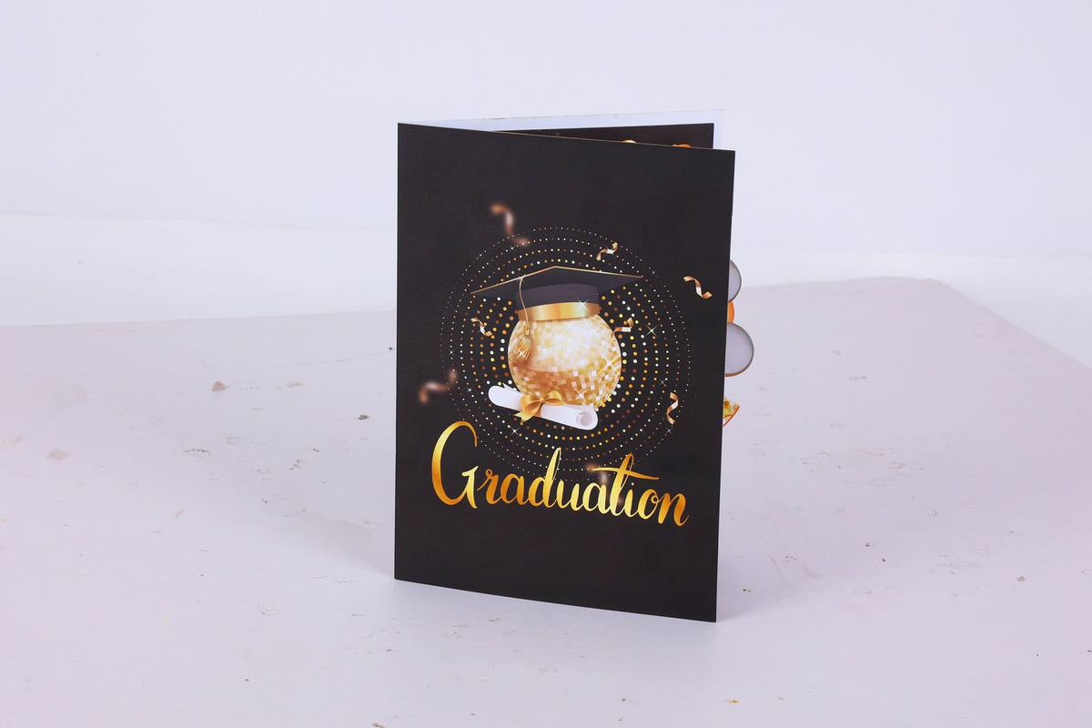 Black Gold Balloon Graduation Season 3D Pop Up Card