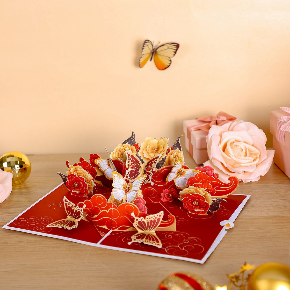 New Year Lucky Butterfly 3D Pop Up Card