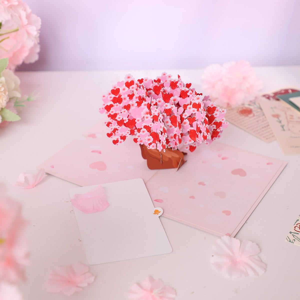 Pink Heart Tree Greeting Card