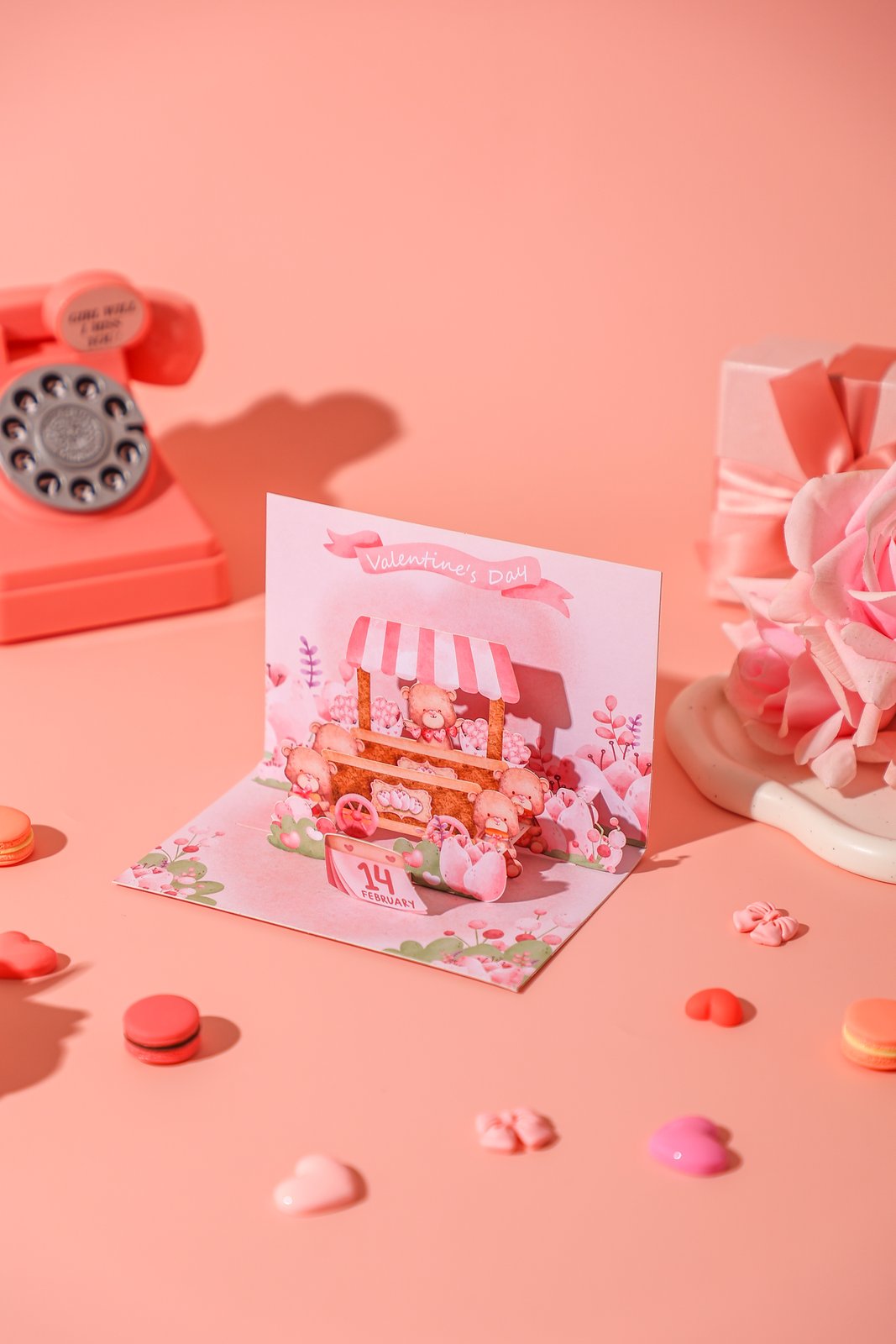 Valentine's Day Bear Car 90° 3D Pop Up Card