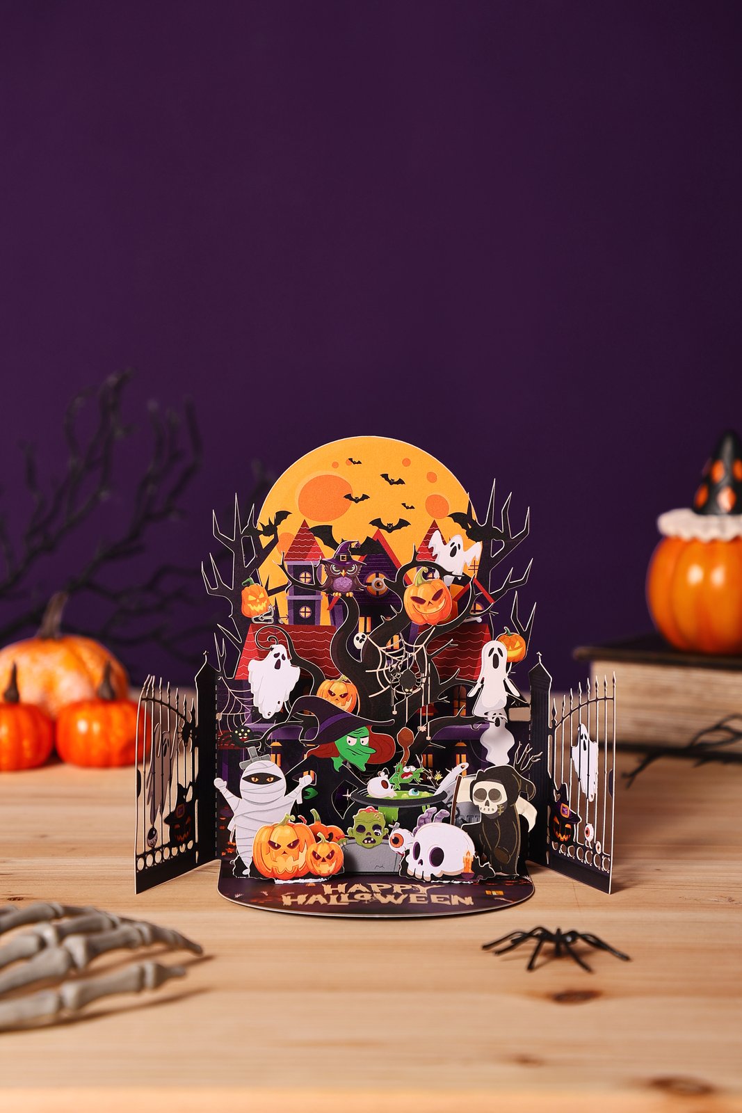 Double Door Halloween Haunted House Greeting Card