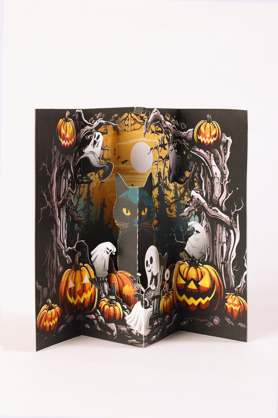 Hollow-Out Black Cat 3D Pop Up Card