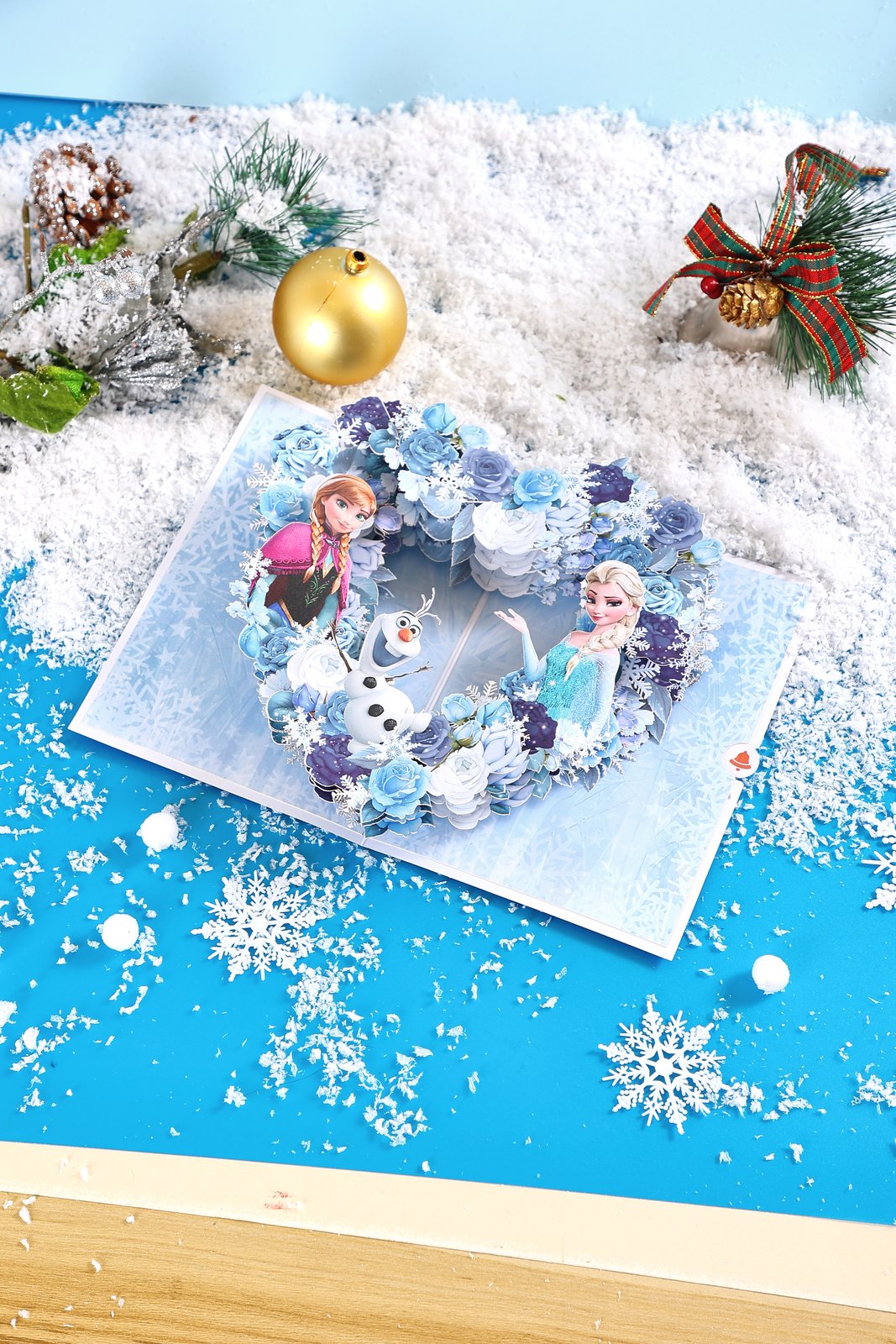Frozen Heart Ice Flower Wreath Pop Up Card