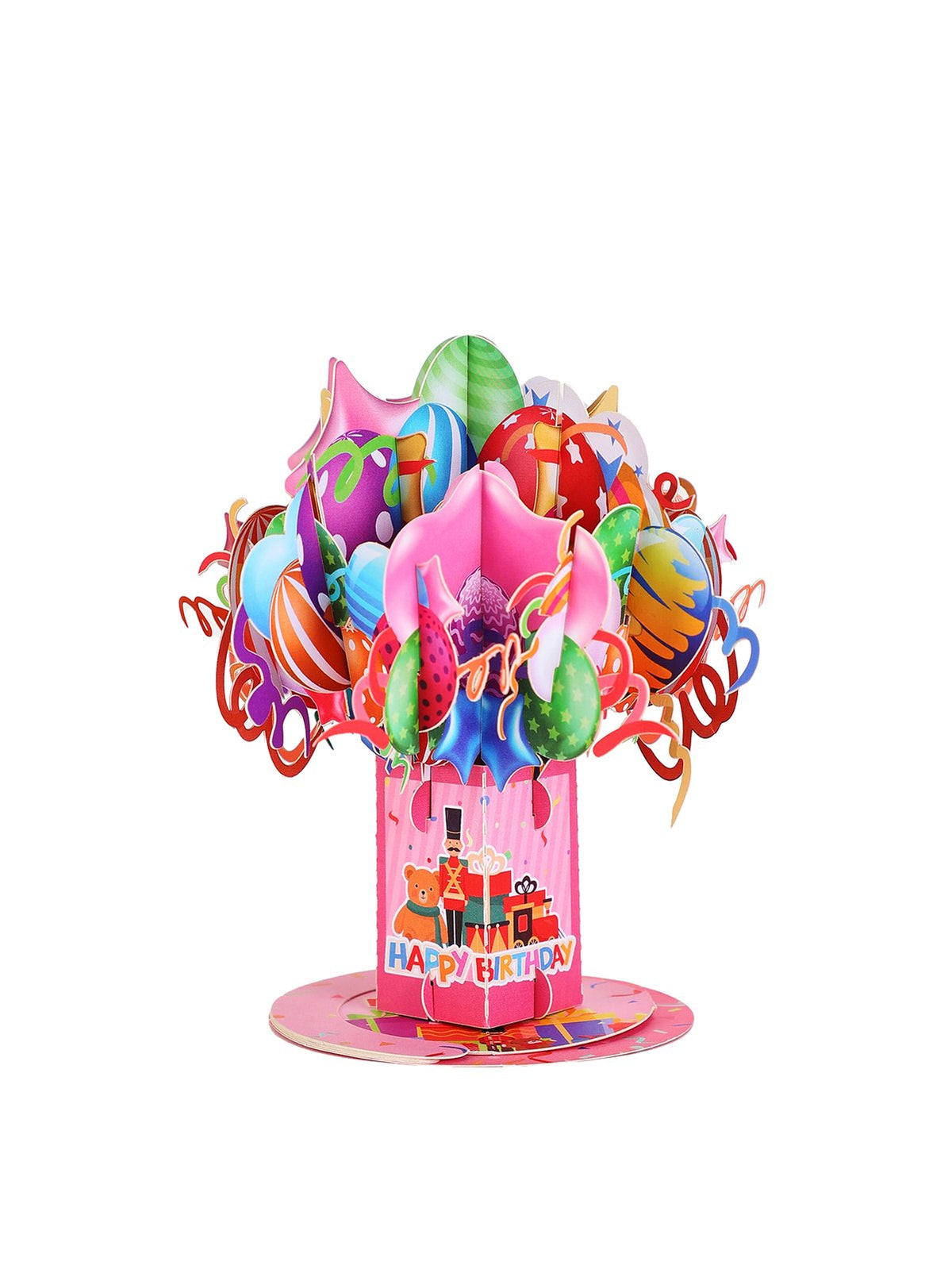 Pink Birthday Balloon Flip Pop Up Card