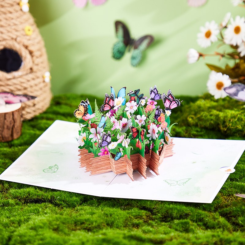 Mother's Day Butterfly Flower Basket Pop Up Card
