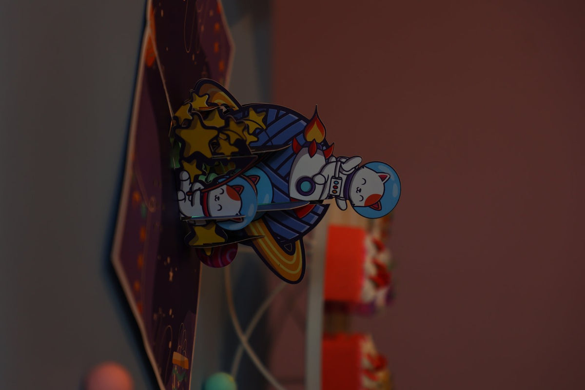 Space Cat Music 3D Pop Up Card