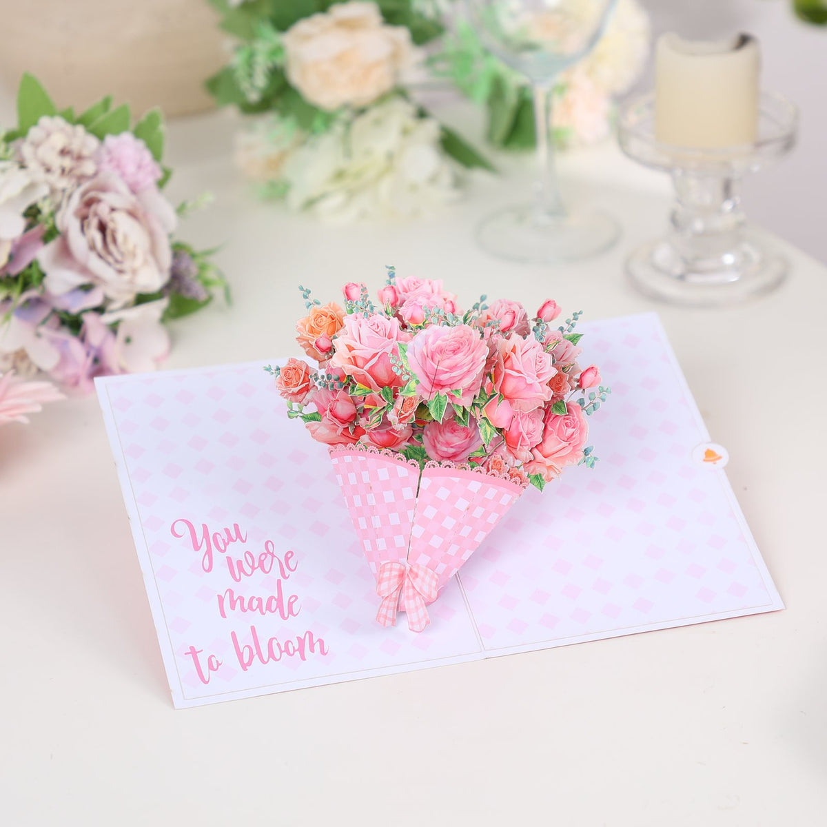 Pink Flower Bouquet Greeting Card