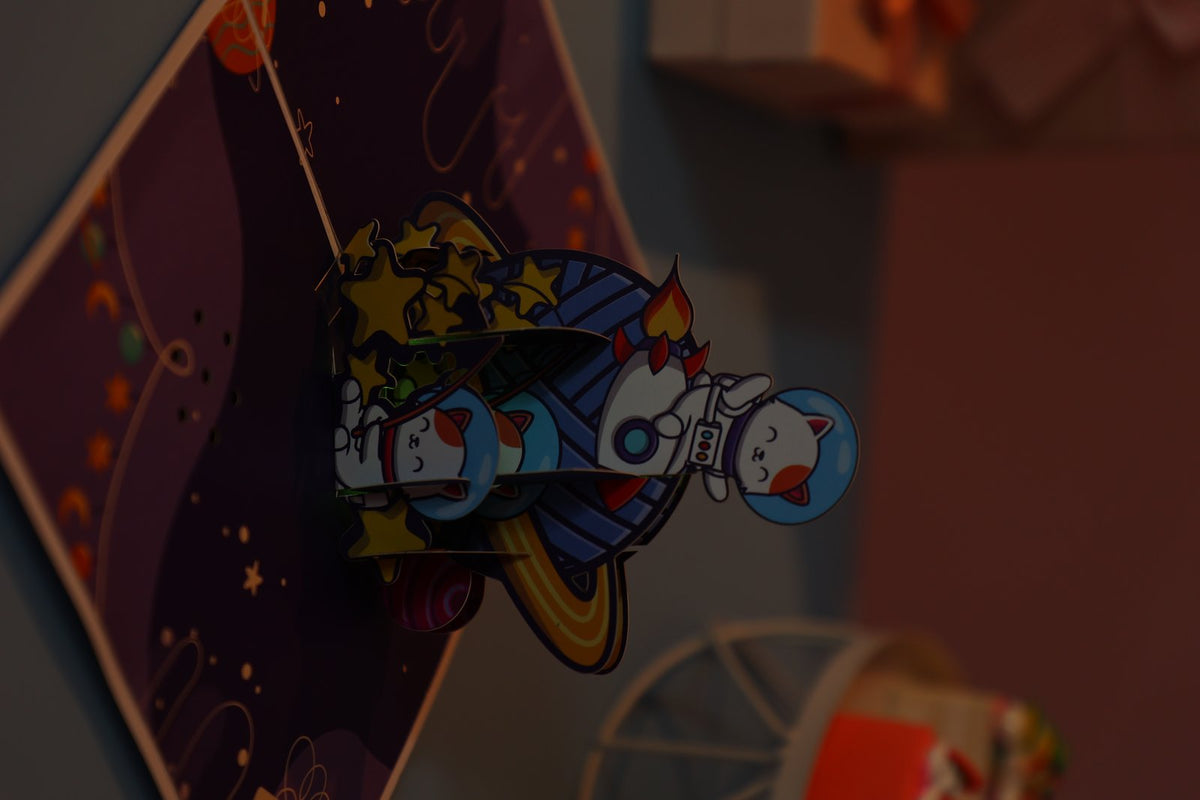 Space Cat Music 3D Pop Up Card