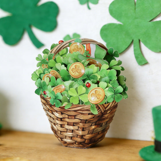 St. Patrick's Day Gold Ingot Flower Basket Greeting Card