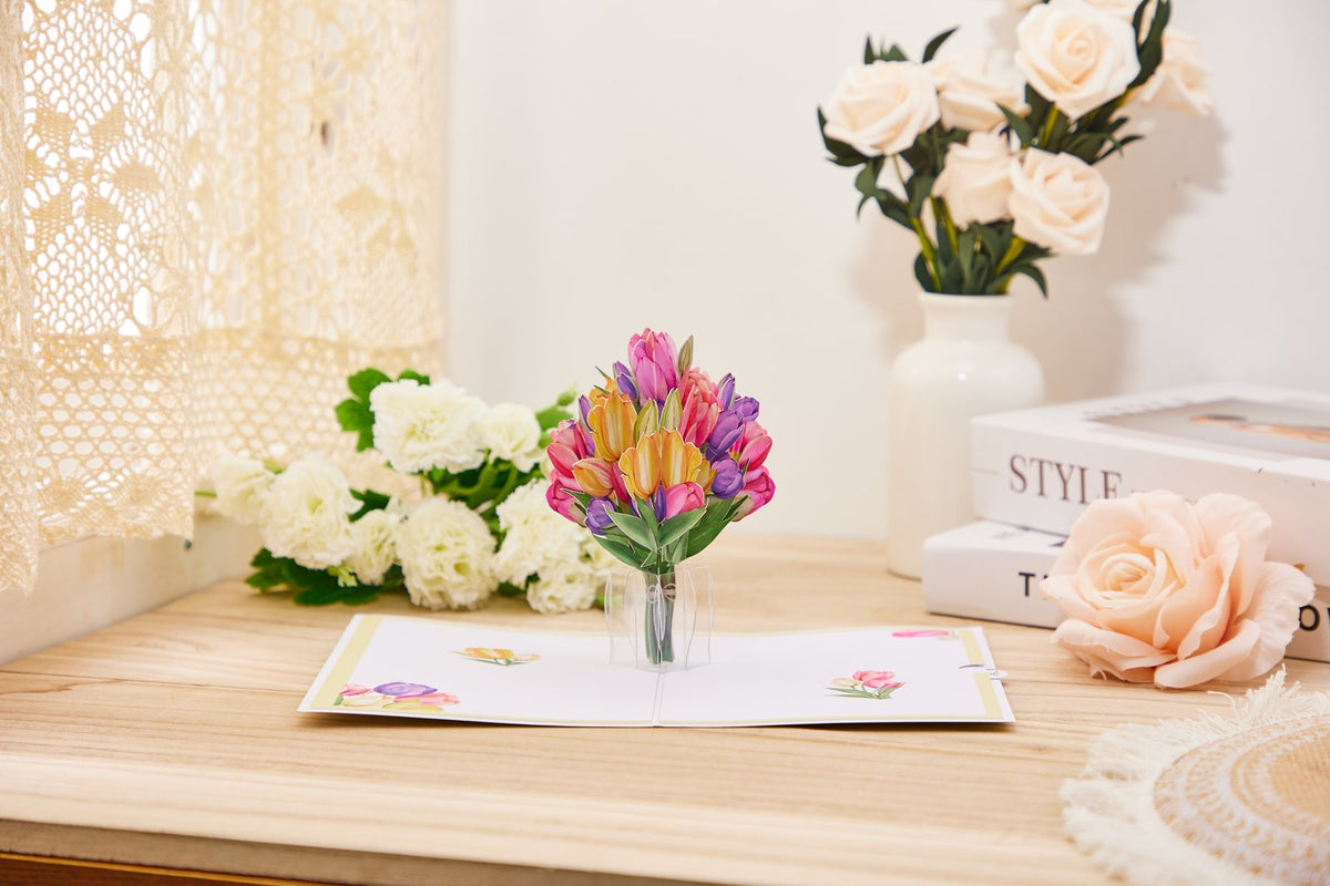 Tulip Flower Vase Pop Up Card
