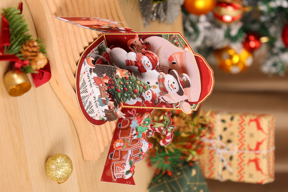 Christmas Snowman Family 3D Pop Up Card