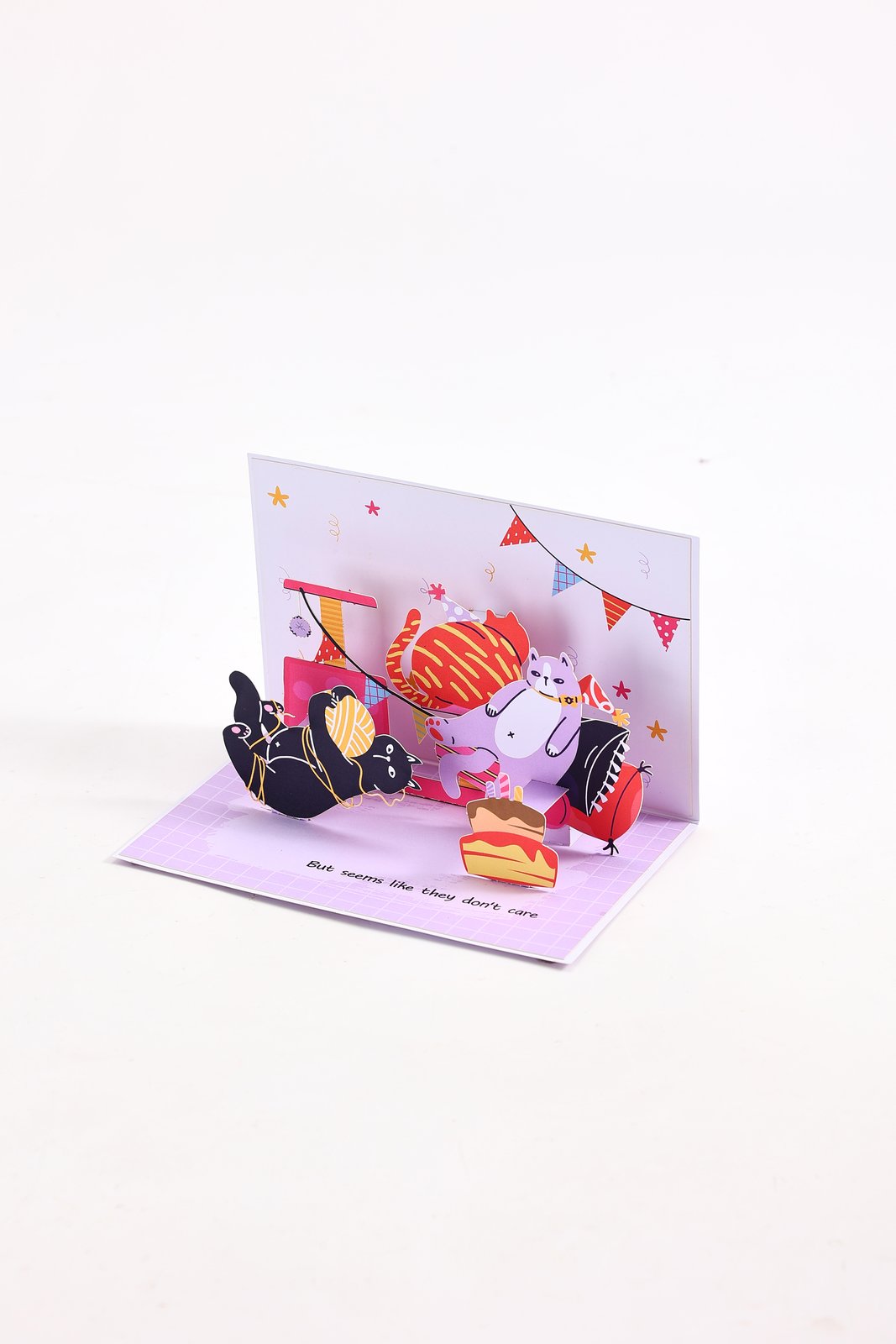 Cat Doesn't Care 90° 3D Pop Up Card